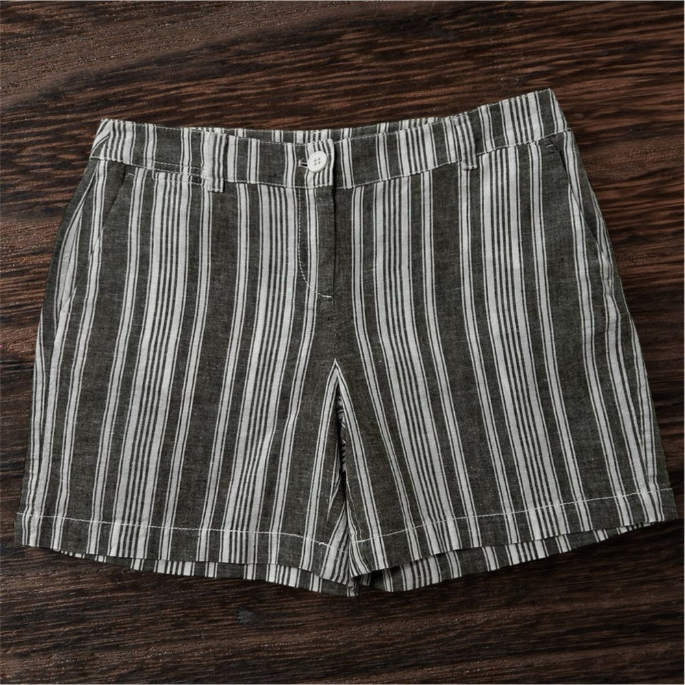 LOFT tan and White shorts with Tailored Pinstripe Design Coastal Beachy Summer